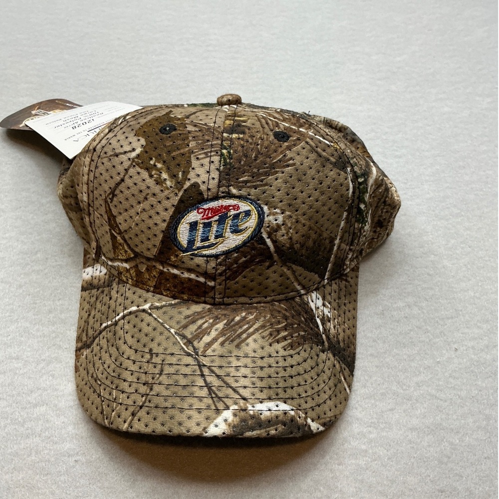 Cap America Miller Lite Hat Realtree AP Camo Mesh Adjustable OSFM i2028‎ NWT